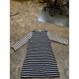 J.Crew Navy White Striped Long Sleeve Dress Women’s Large Knit Casual
